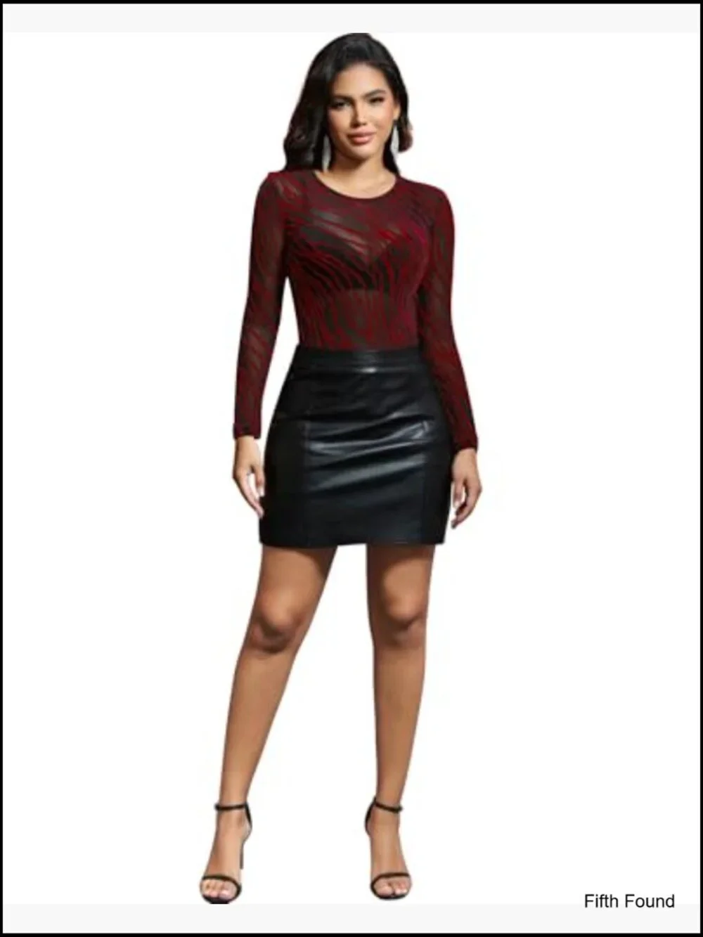 Sheer Mesh Long Sleeve Glitter Top - Sexy See Through Blouse - Picture 5 of 5